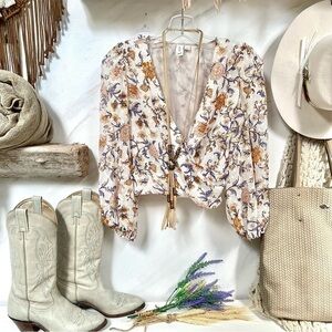 Anthropologie JOIE beautiful floral boho blouse w prairie vibe